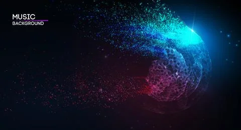 Music background line flow. Vector particle big data visualisation of matrix Illustrazione stock
