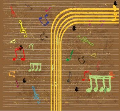 Music background with notes and treble clef vector Stock Illustration