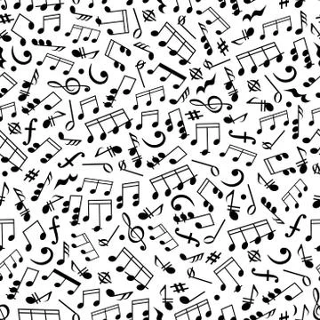 Music background with notes seamless pattern Illustrazione stock
