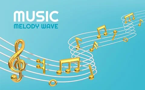 Music background. Song notes. Melody sound or guitar sing. Musical wave sym.. Stock Illustration