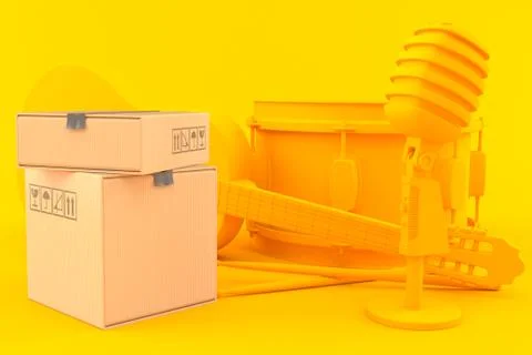 Music background with stack of boxes 스톡 일러스트