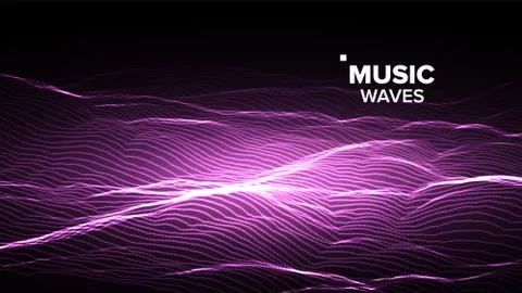 Music Background Vector. Signal Grid. Fractal Beat. 3D Illustration イラスト素材