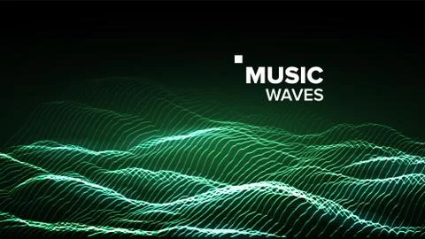 Music Background Vector. Technology Stream. Electric Bokeh. 3D Illustration Stock Illustration