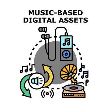 Music based digital assets concept connecting old and new technologies Stock Illustration