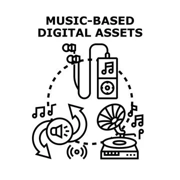 Music based digital assets concept connecting old and new technologies Stock Illustration