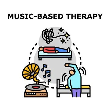 Music based therapy concept finding emotional well being Stock Illustration