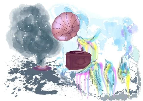 Music of bird Stock Illustration