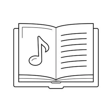 Music book with note vector line icon. Stock Illustration