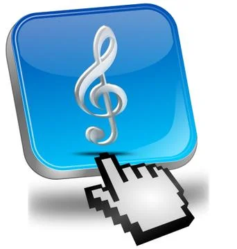 Music Button with cursor Illustrazione stock