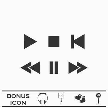 Music button icon flat Stock Illustration