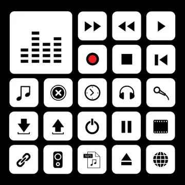 Music button icon set Stock Illustration