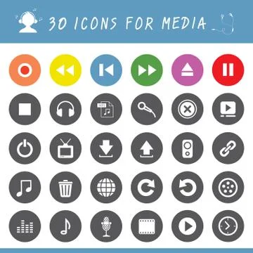 Music button icon set Stock Illustration