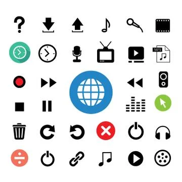 Music button icon set Stock Illustration
