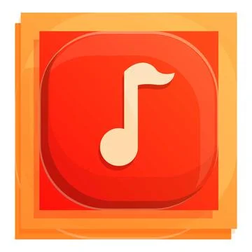 Music button interface icon, cartoon style Stockillustratie