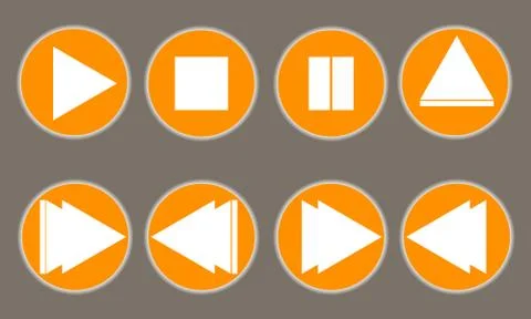 Music button play stop pause vector flat design icon Stock Illustration