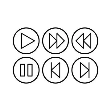 Music button vector icon set on white background Stock Illustration