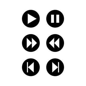 Music button vector icon set on white background Stock Illustration