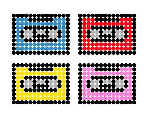 Music cassette pattern. Dots pixel cassette image. Vector Illustration of pix イラスト素材
