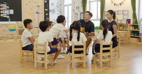 Music class in kindergarten,4K Stock Footage 146840729