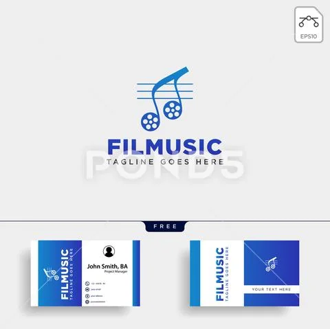 Music clip cinema media entertainment simple logo template vector illustratio Stock Illustration