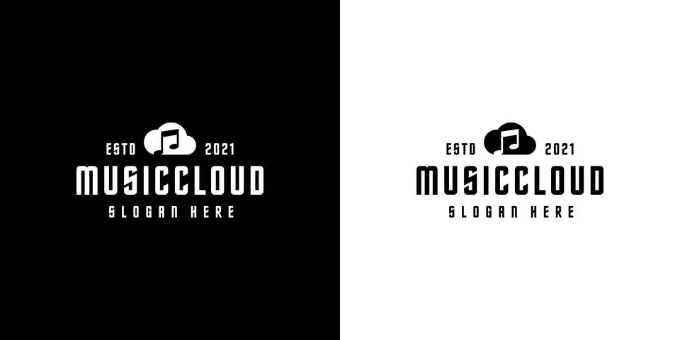 Music cloud logo vector design silhouette style Stock Illustration
