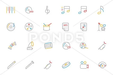 Music Colored Line Icons