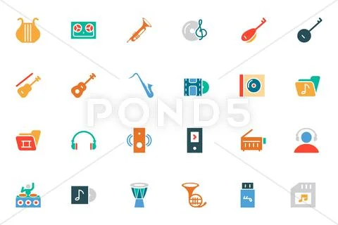 Music Colored Vector Icons Set