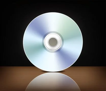 Music compact disc with reflection on a table. 3d vector mockup Иллюстрация