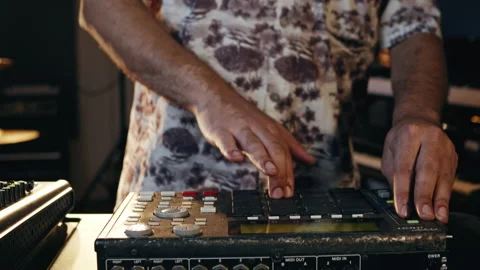 Music concept. Beatmaking. Close up of a man recording new beats. An intelligent Stock Footage 139415285