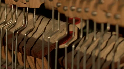 Music concept. Internal structure of piano, close-up Stock Footage 67526044