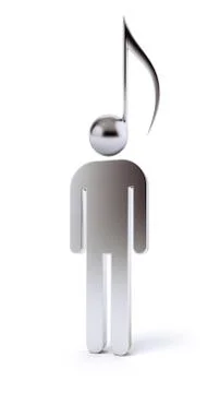 Music concept. Man with note instead of a head Stock Illustration