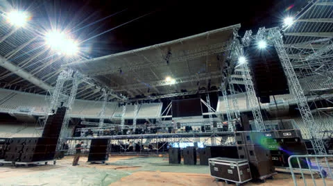 Music concert stage set up buildup construction time lapse 2 Stock Footage