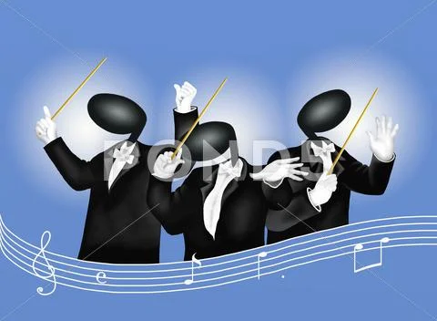 A music conductor with Musical Notes and Sound Waves Stock Illustration