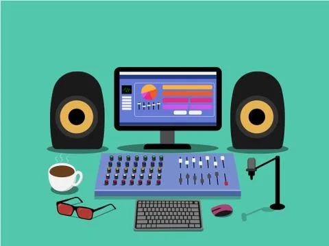 Music conductor table and element in vector Stock Illustration