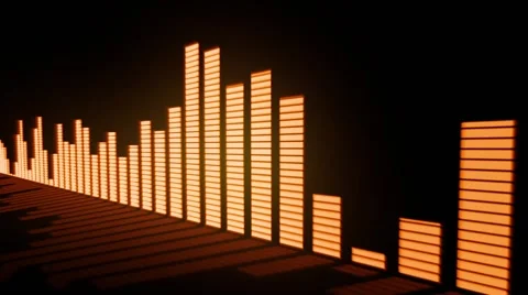 Music control levels. Glow red-orange audio equalizer bars Stock Footage 62851245