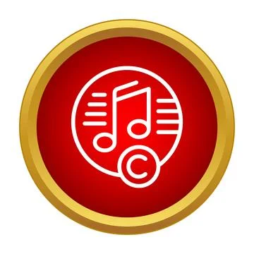 Music copyright icon with notes and symbol Illustrazione stock