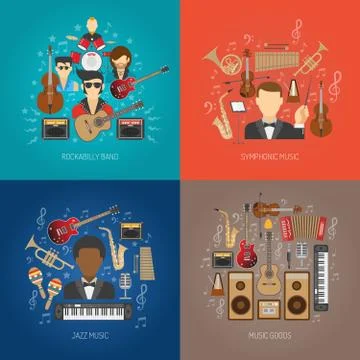 Music Design Concept Set Ilustración de archivo
