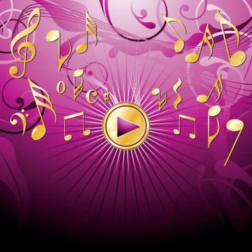 Music design template with play button and copy-space, vector illustration Stock Illustration