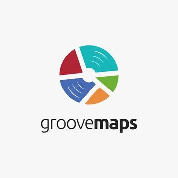 Music disc and maps mark logo icon vector template on white background Stock Illustration