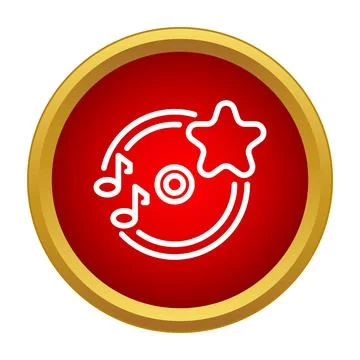 Music disk with star and notes icon Stock Illustration
