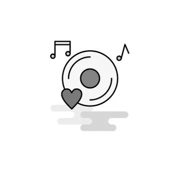Music disk Web Icon. Flat Line Filled Gray Icon Vector Stock Illustration