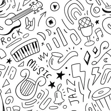 Music doodle pattern seamless. Vector illustration Stock Illustration