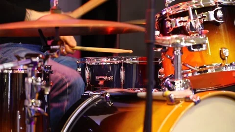 Music drummer at work Stock Footage 114458854
