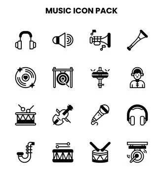 Music DuoTone Vector Icons Pack Stock Illustration