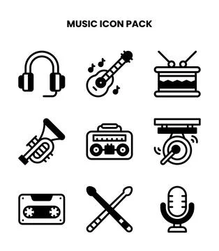Music DuoTone Vector Icons Pack Stock Illustration