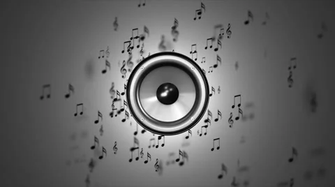 Music in the dynamics. Notes near the speaker Stock-Footage 47997858