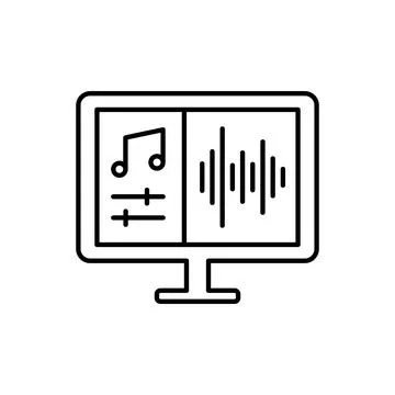 Music editing line vector icon on white background イラスト素材