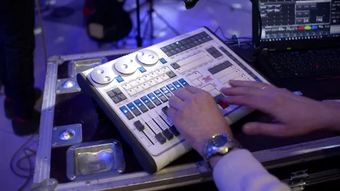 Music Editor for remote control works in concert Stock Footage 70734016