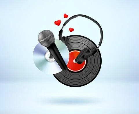 Music elements. 3d vector illustration Stock Illustration