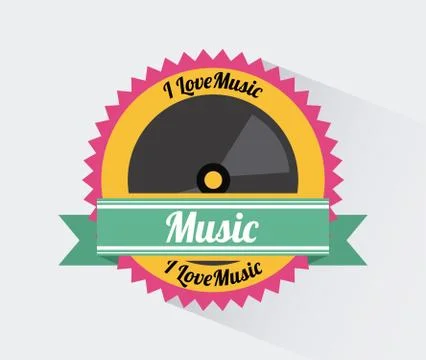 Music elements with flat desiign, vector illustration Stock Illustration